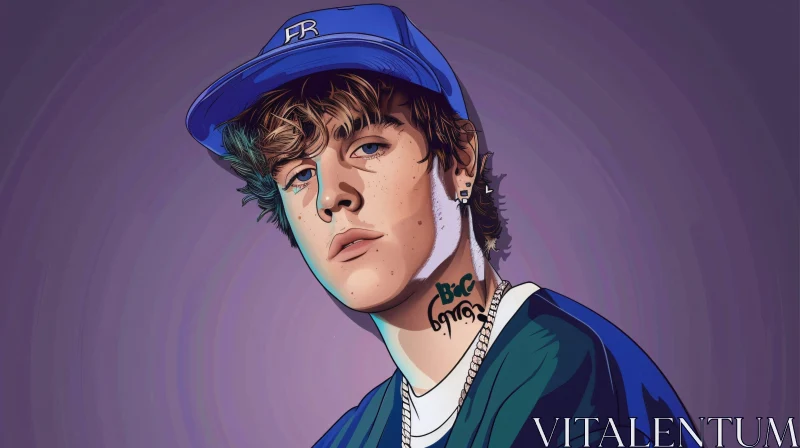 Justin Bieber Digital Pop Art Portrait AI Image