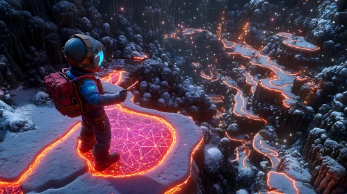 Astronaut on a Glowing Alien Planet