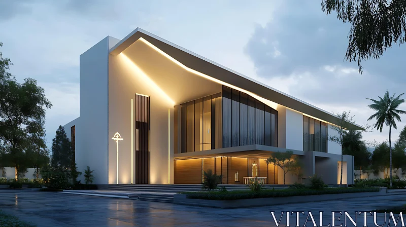 Contemporary Architectural Marvel with Sleek Design AI Image