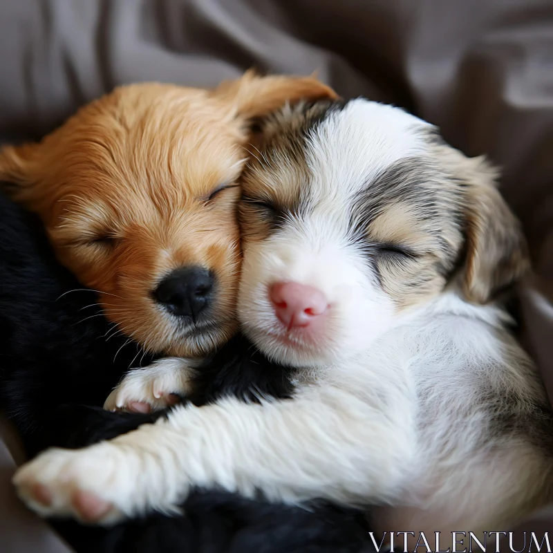 Cute Puppies Sleeping Together in Harmony AI Image