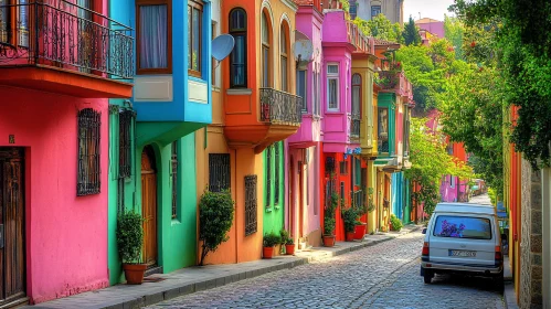 Charming Cityscape with Multi-Colored Houses