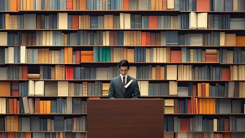 Contemplative Reader Among Books