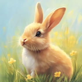 Golden Rabbit among Yellow Blossoms