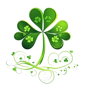 Ornamental Green Clover on White Background