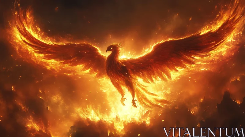 Blazing Phoenix Illustration AI Image