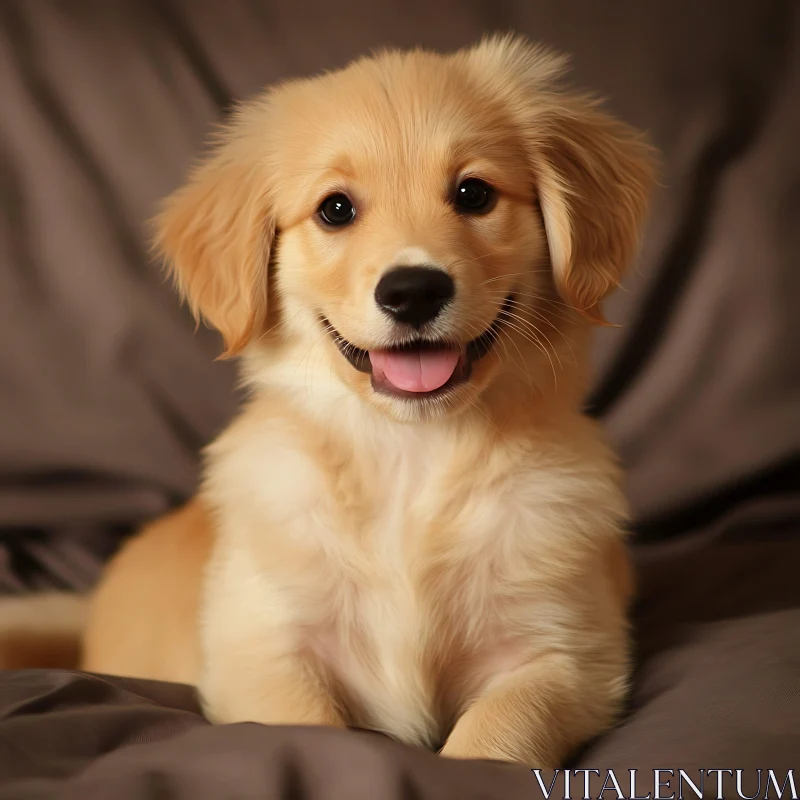 Cute Golden Retriever Puppy Relaxing AI Image