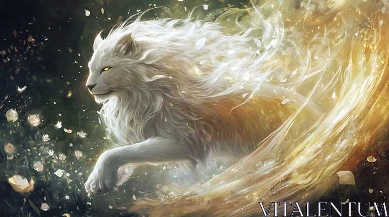 Mystical Lion with Glowing Aura AI Image