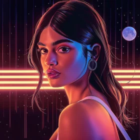 Neon Art Portrait of Kylie Jenner