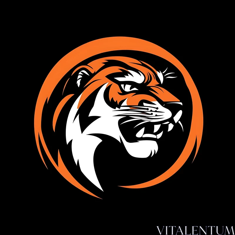 Bold Tiger Head Emblem Artwork AI Image