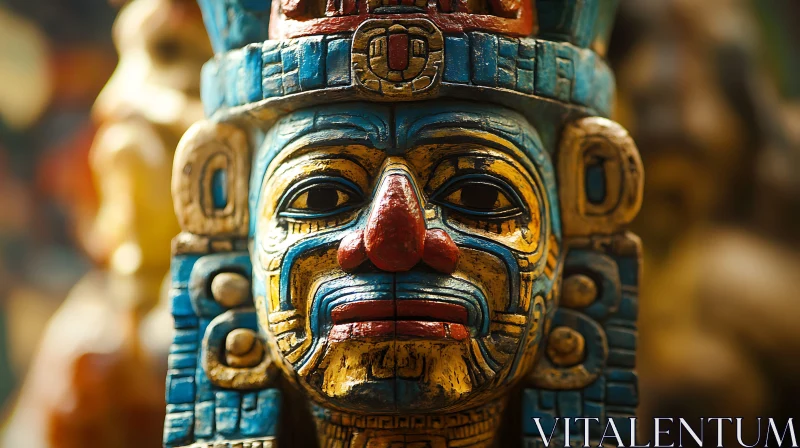 Detailed Carving of Ethnic Totem Face AI Image