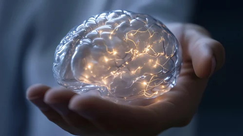 Brain Model with Glowing Lights