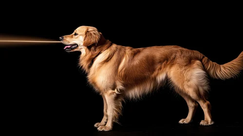 Golden Retriever with Light Beam