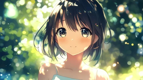 Anime Girl Glowing in Nature