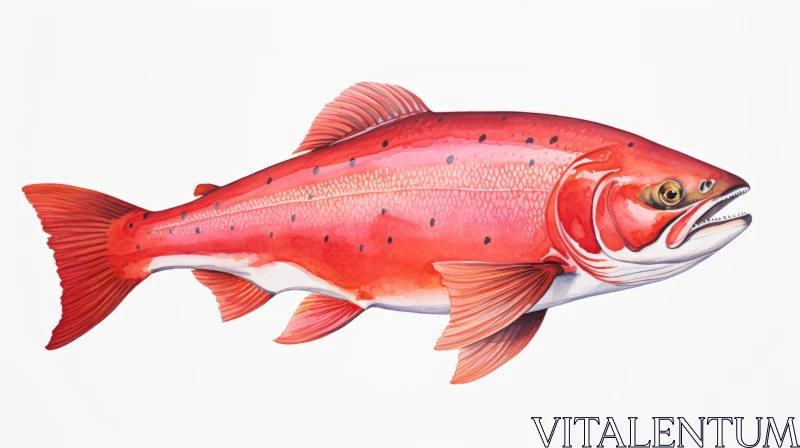 Realistic Red Salmon Illustration AI Image