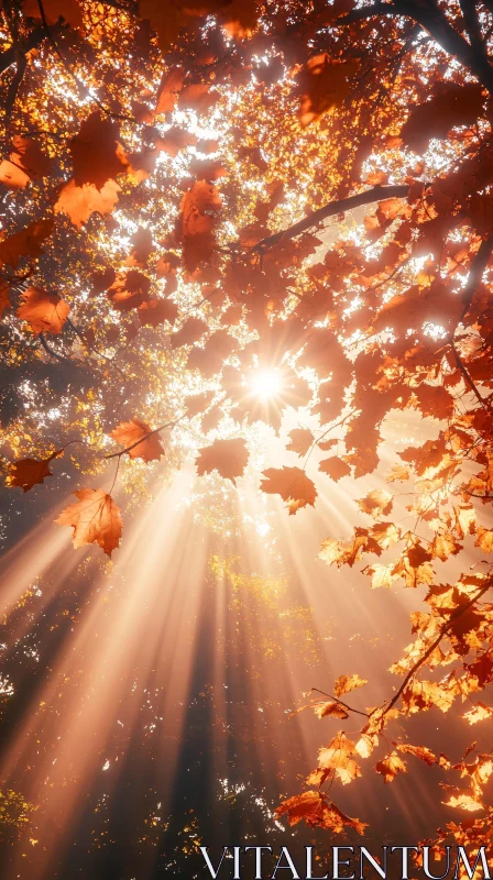 AI ART Autumn Forest Sun Rays