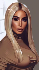 Kim Kardashian in a Chic Portrait with Blonde Hair