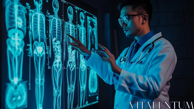 Healthcare Expert Reviewing Patient Scans AI Image