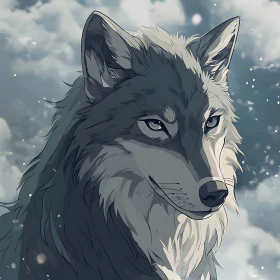 Monochrome Wolf in the Sky