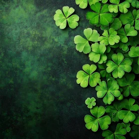 Four-Leaf Clovers on Dark Green Surface