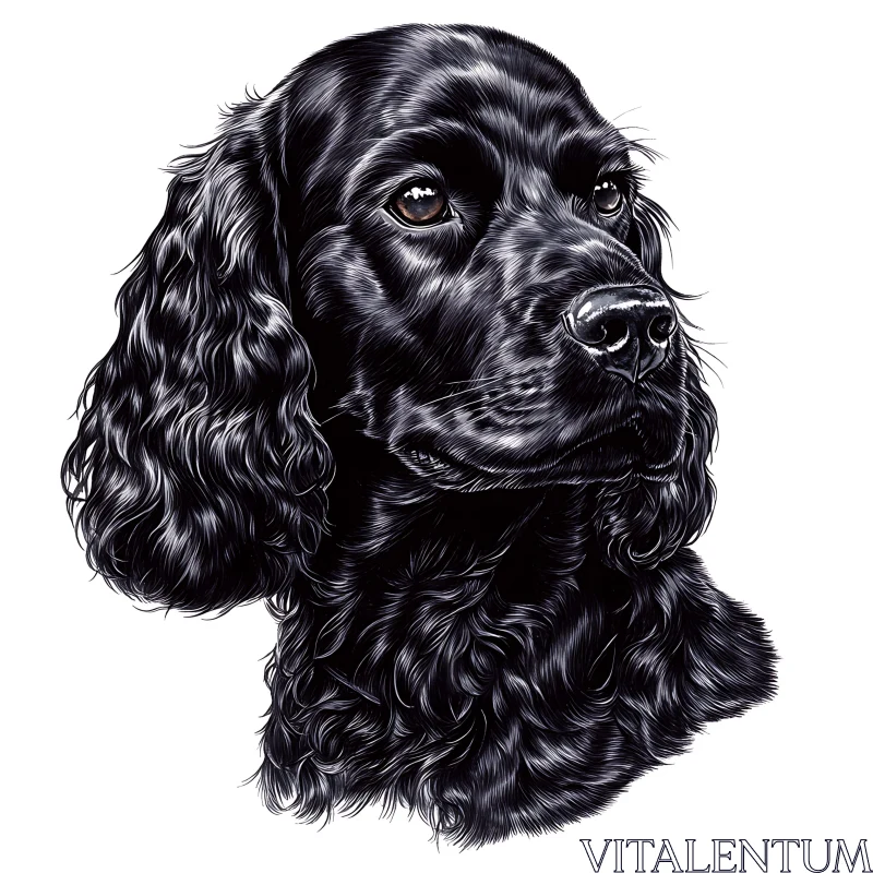 AI ART Detailed Black Dog Portrait - Realistic Canine Art