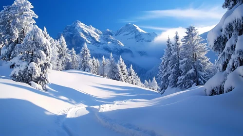 Snow Covered Mountains and Trees