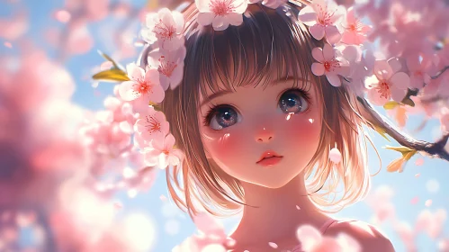 Cherry Blossom Girl in Anime Style