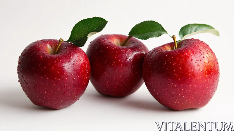 Fresh Red Apples with Water Droplets AI Image