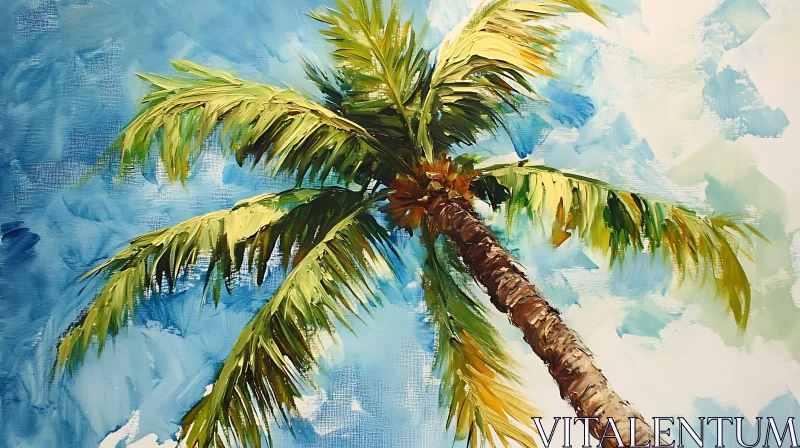 AI ART Tropical Palm Against Sky