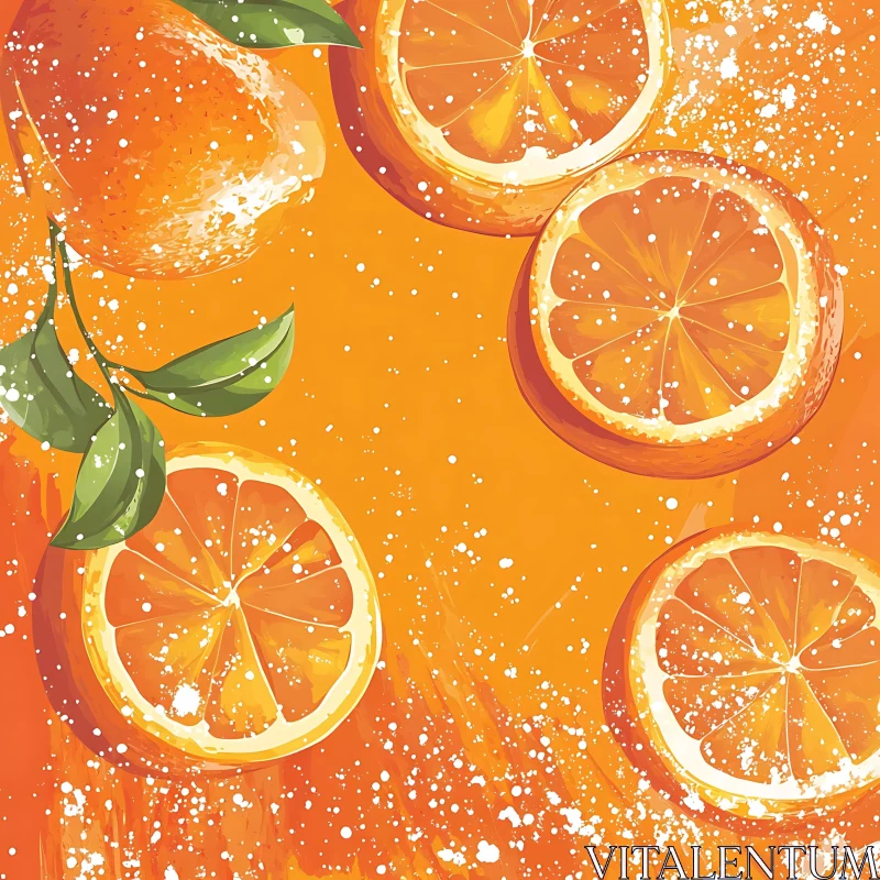 AI ART Bright Orange Citrus Composition