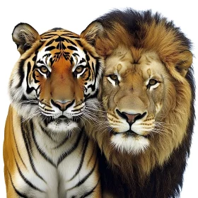 United Feline Portrait: Lion and Tiger