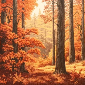 Colorful Autumn Forest Scene