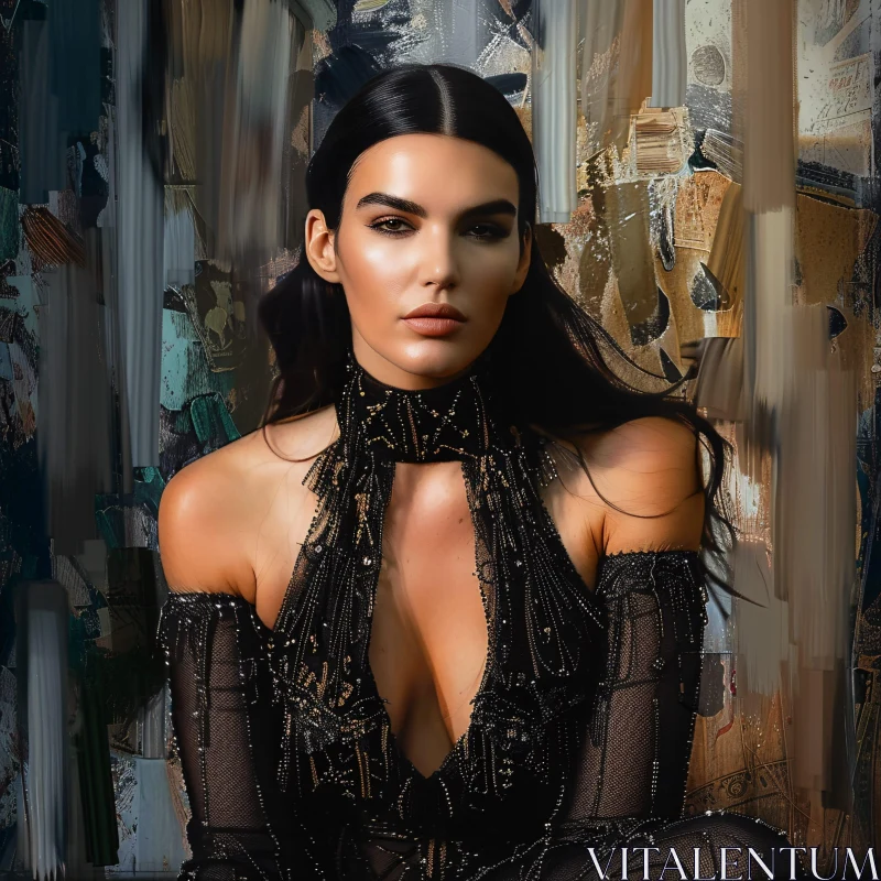 AI ART Glamorous Kendall Jenner in Fashionable Black Attire