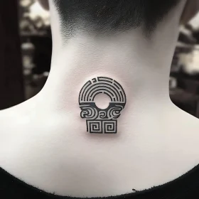 Neck Tattoo with Geometric Design