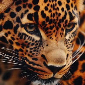 Detailed Leopard Face Close-Up
