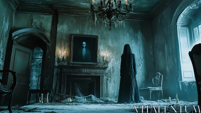 AI ART Creepy Abandoned Room with Mysterious Figure