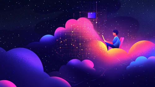 Person Working on Cloud Network