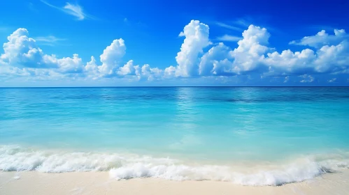 Seascape with White Sand and Blue Sky