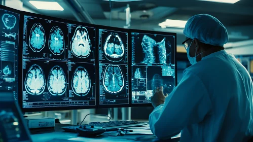 Medical Professional Reviewing Brain Scans