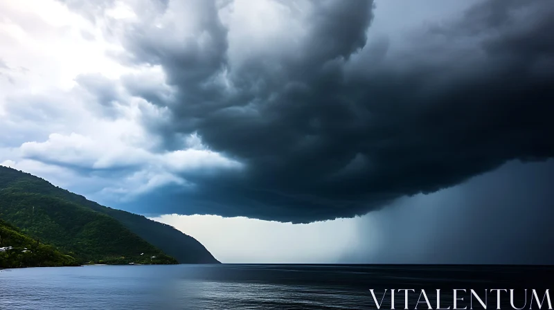 Dark Clouds over the Ocean AI Image