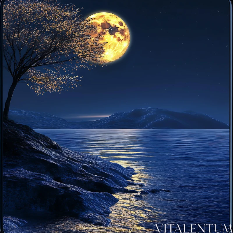 AI ART Tranquil Moonlight Landscape