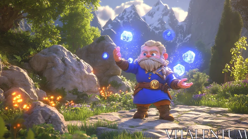 Dwarf Conjuring Magic Orbs Artwork AI Image