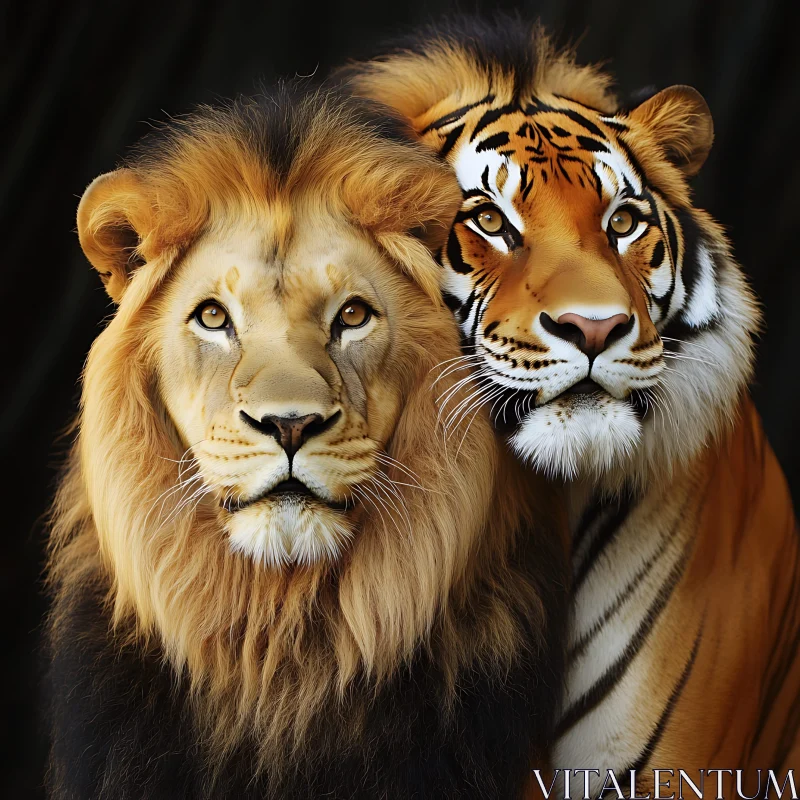 Portrait of a Lion and a Tiger AI Image