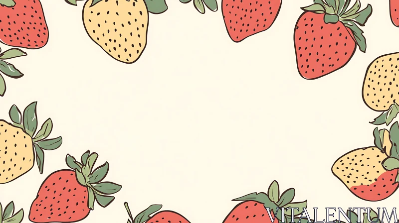 Fresh Strawberry Pattern Art AI Image