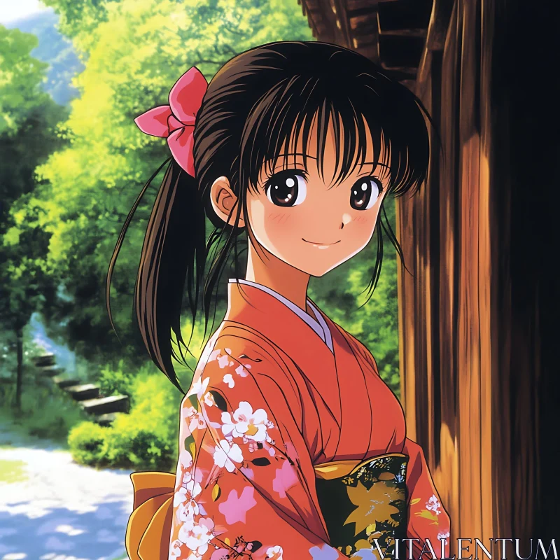 Anime Kimono Girl AI Image