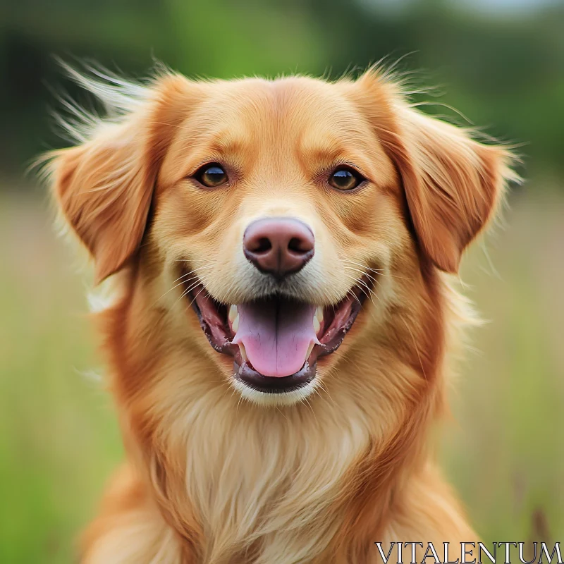 Smiling Golden Dog Portrait AI Image