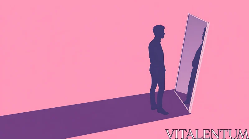 AI ART Silhouette Reflection in Pink