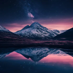 Night Mountain Lake Reflection