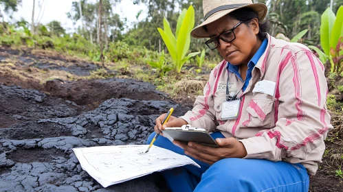 Fieldwork on Black Volcanic Soil