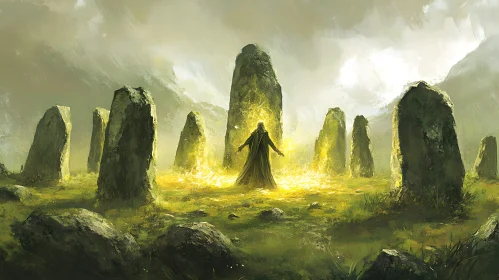 Ancient Stones and Mystical Figure