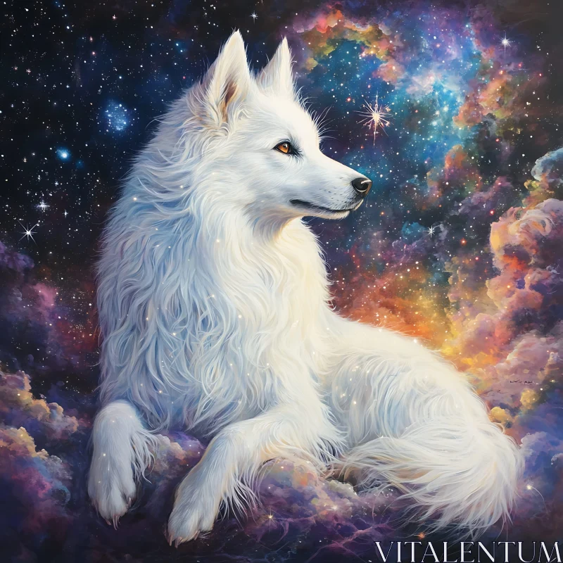 AI ART White Wolf Among the Stars